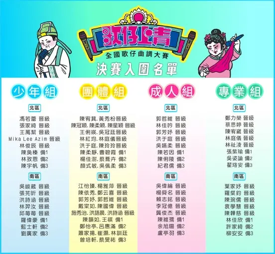 📣📣第二屆歌仔上青全國歌仔大賽入圍決賽名單來囉！📣📣